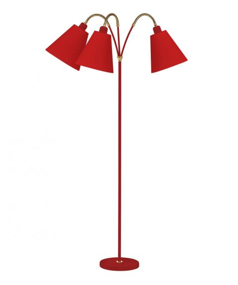 Haga Trio gulvlampe (u/skjermer), høyde 140 cm, Rød