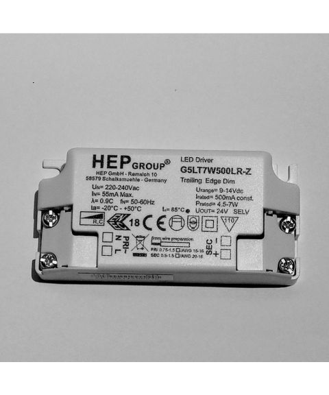 HEP dimbar LED driver 7W/500mA (9-14V)