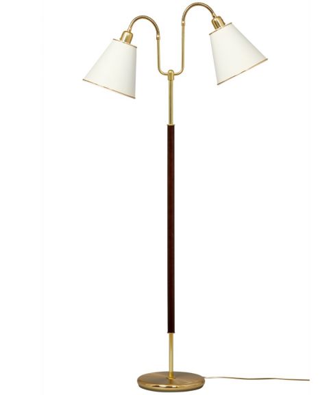Gripsholm Duo gulvlampe (u/skjermer), høyde 148 cm, Messing/Mahogny