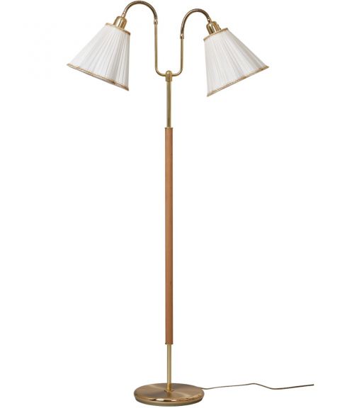 Gripsholm Duo gulvlampe (u/skjermer), høyde 148 cm, Messing/Bøk