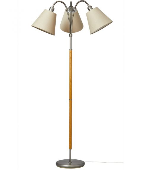 Tullgarn Trio gulvlampe (u/skjermer), høyde 148 cm, Råjern/Eik
