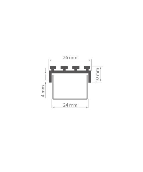 Aluminiumsprofil Giza anodisert (u/avdekning), 2 meter, Aluminium