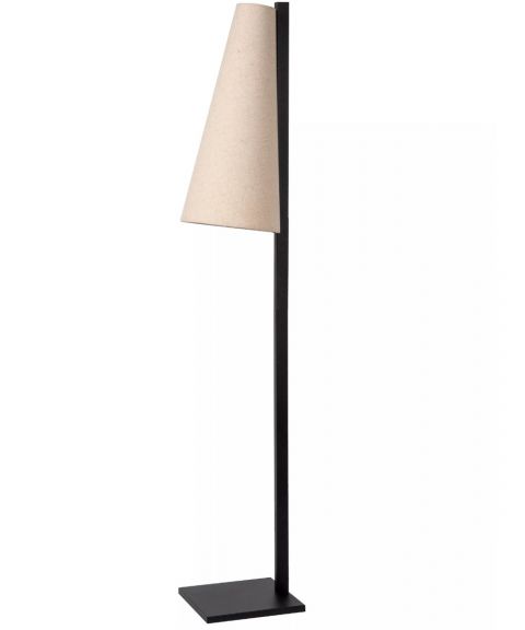 Gregory gulvlampe, høyde 140 cm, Sort / Kremfarget tekstilskjerm