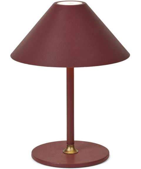 Hygge oppladbar bordlampe, høyde 25 cm, Mørk rød