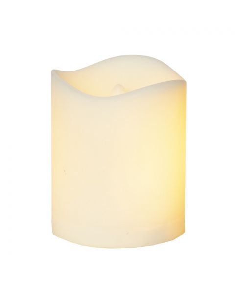 Flame Candle, bevegelig flamme, høyde 7 cm, for batteri, med timer, Hvit