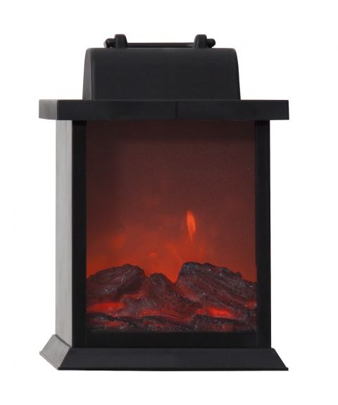 Fireplace, høyde 21 cm, for batteri, med timer, Sort