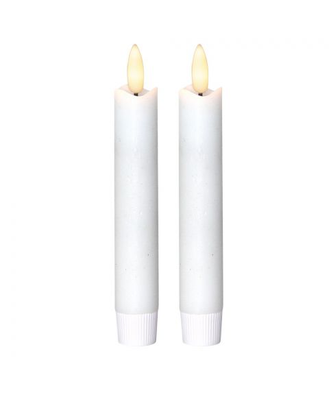 Flamme kronelys 2-pk, for batteri (2xAA), med timer, Hvit
