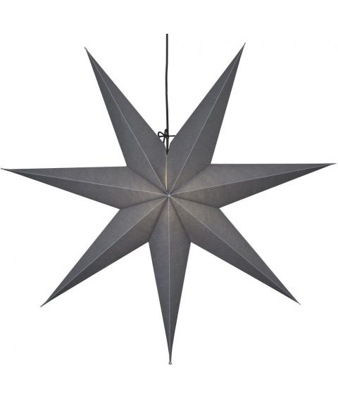 Ozen papirstjerne, diameter 70 cm, med oppheng, Grå med sort ledning