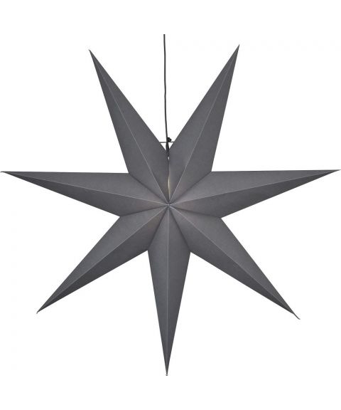 Ozen papirstjerne, diameter 100 cm, med oppheng, Grå med sort ledning