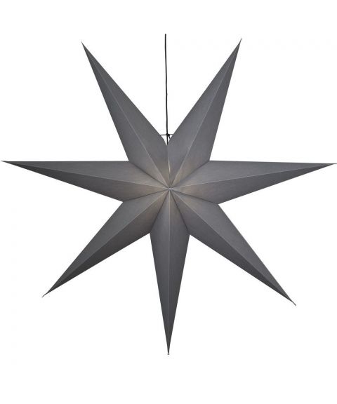 Ozen papirstjerne, diameter 140 cm, med oppheng, Grå med sort ledning