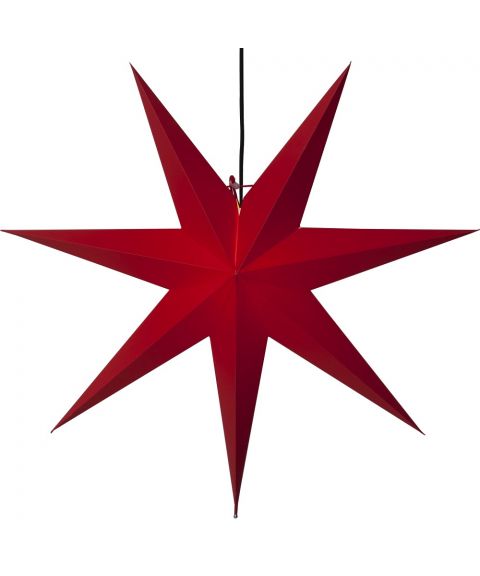 Rozen papirstjerne, diameter 70 cm, Rød med sort ledning