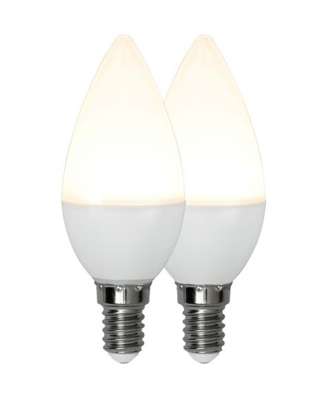 Promo Mignon E14 C37 LED 5,5W 470lm 3000K Opalhvit 2-pk