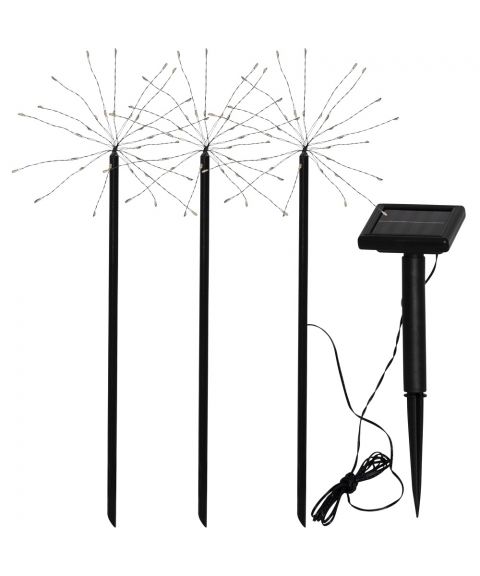 Firework stibelysning, Solcelle, LED (x90), pakke med 3, Varmhvitt lys