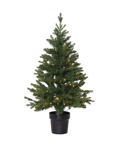 Juletre 90 cm, Byske i potte, for batteri (3xAA), med timer