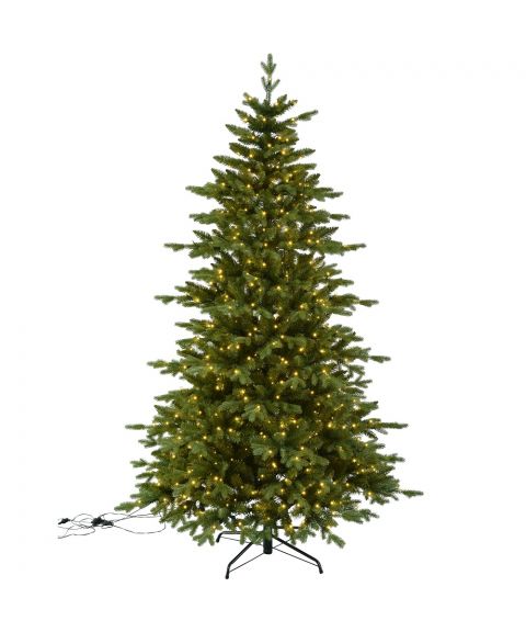 Juletre 210 cm, Larvik, Hengslet, med LED (x600), Grønn