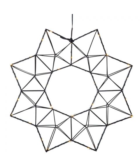 Edge stjerne med duggdråper, diameter 40 cm, LED (x30), Sort