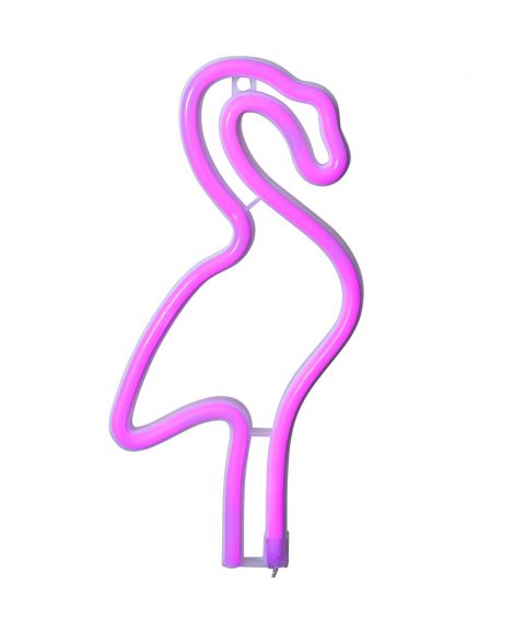 Flamingo neonlight, hengende, for batteri, med timer (begrenset antall)