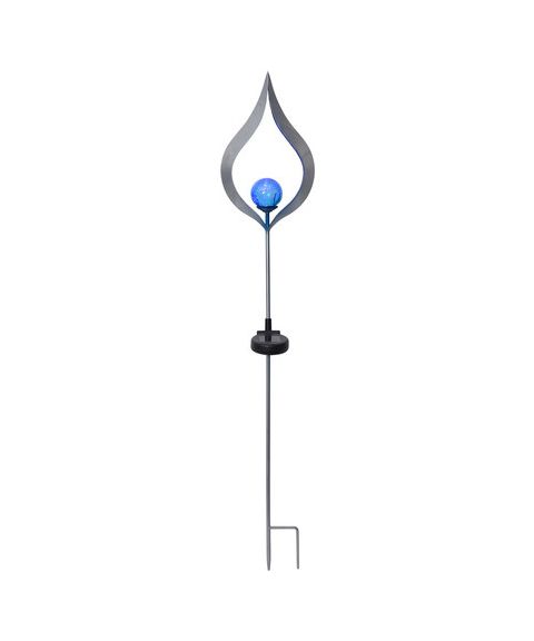 Melilla Flamme, jordspyd, høyde 86 cm, Solcelle, LED, Stål/Blå