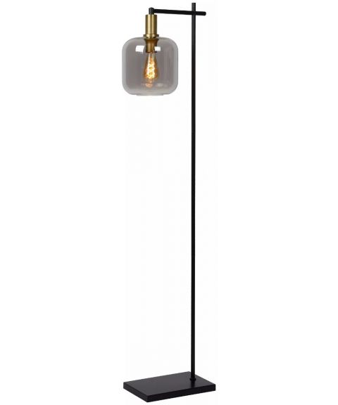 Joanet gulvlampe, høyde 150 cm, Røykfarget glass