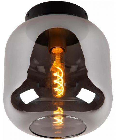 Joanet taklampe, diameter 25 cm, Røykfarget glass