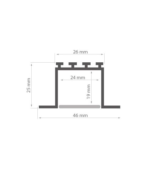 Aluminiumsprofil Larko, anodisert (u/avdekning), 2 meter