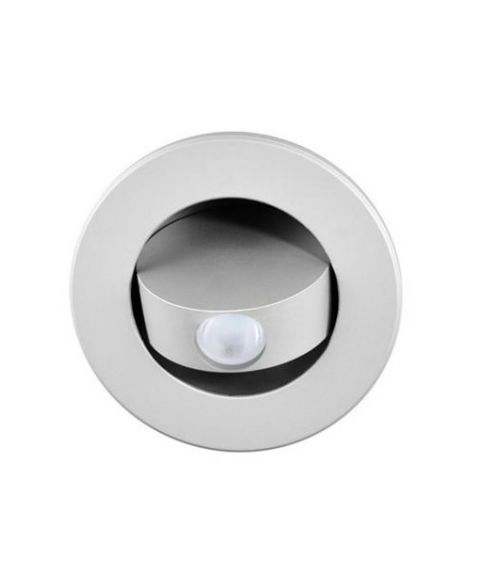 Bedside innfelt vegglampe, 3W LED, Sølvfarget, diameter 10,6 cm