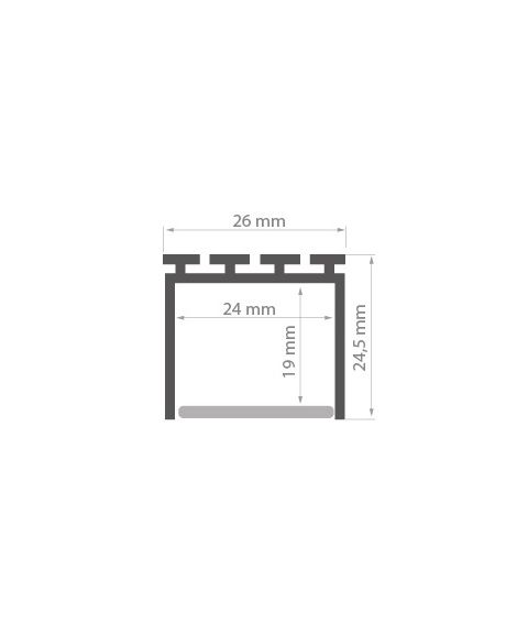 Aluminiumsprofil Lipod, anodisert (u/avdekning), 2 meter, Aluminium