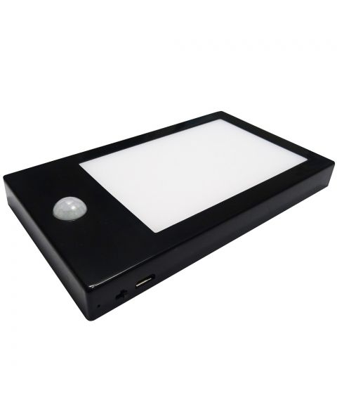 Lisa oppladbar lampe med bevegelsessensor, 13 x 7,5 cm, Sort (begrenset antall)