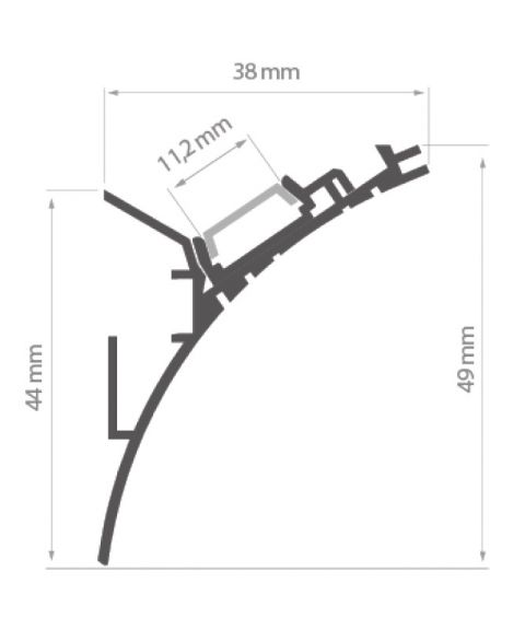 Aluminiumsprofil LIT-L KPL (u/avdekning), anodisert, 2 meter, Aluminium