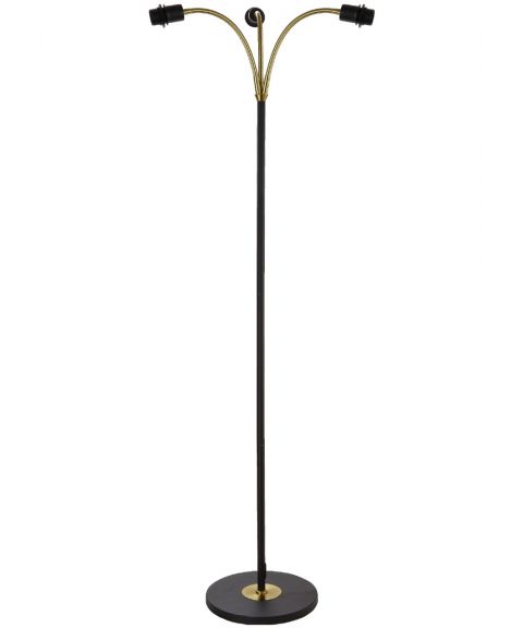 Ljusdal 3 gulvlampe (u/skjermer), høyde 140 cm, Sort / Matt messing - LAGERSALG