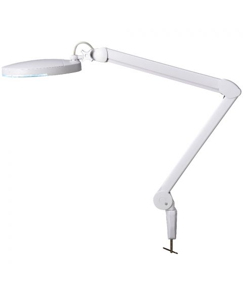 Lupo lupelampe med bordfeste, LED, Hvit