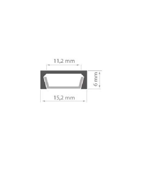 Aluminiumsprofil Micro (u/avdekning), anodisert, 2 meter, Sort (RAL9005)