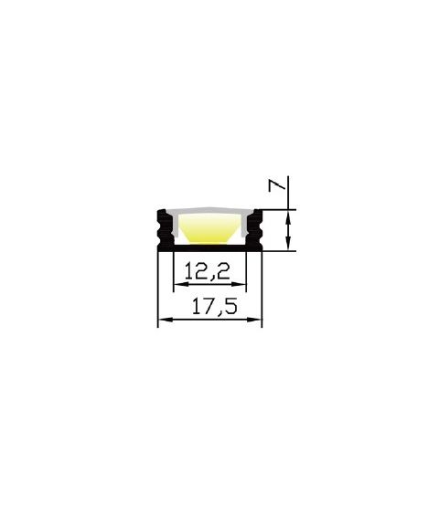 Aluminiumsprofil Microstar, 2 meter, Hvit (RAL9010) / Frostet avdekning