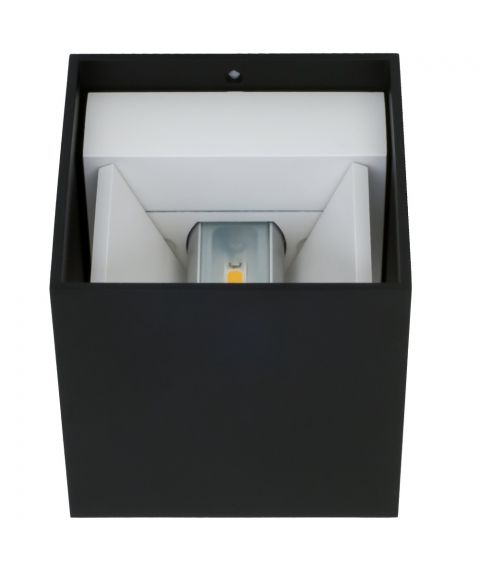 Origo Maxi vegglampe, dimbar 2x6W LED, regulerbar lysspredning, Firkantet front, Sort