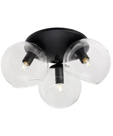 Capella taklampe, diameter 37 cm, Sort / Klart glass