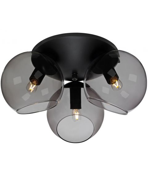 Capella taklampe, diameter 37 cm, Sort / Røykfarget glass