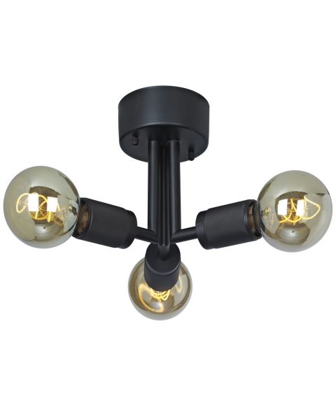 Rille 3 taklampe, høyde 22 cm, Sort