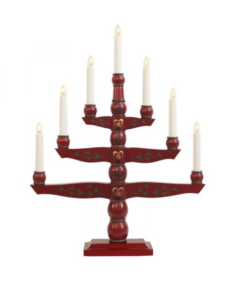 Tradition lysestake, høyde 54 cm, Rød med dekor