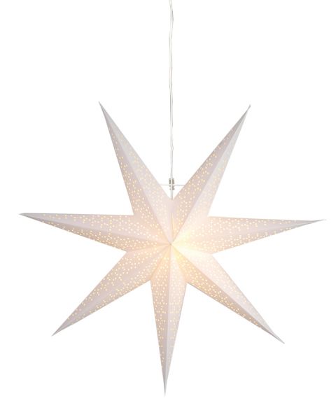 Dot papirstjerne, diameter 70 cm, med oppheng, Hvit