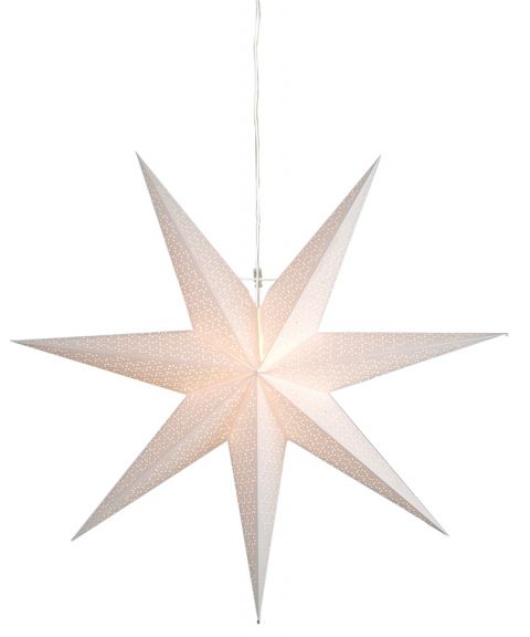 Dot papirstjerne, diameter 100 cm, med oppheng, Hvit