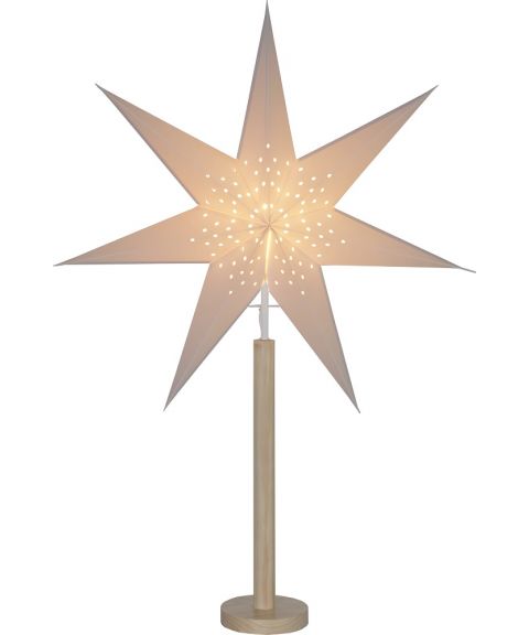 Elice stjerne på fot, høyde 85 cm, Furu / Hvit