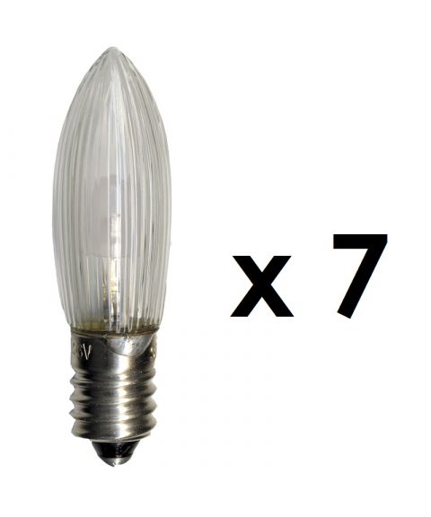Reservepære Universal LED E10, Klar, 7-pk