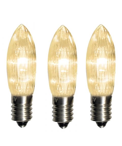 Reservepære Universal LED E10 10-46V 0,2W Topp klar, 3-pk (begrenset antall))