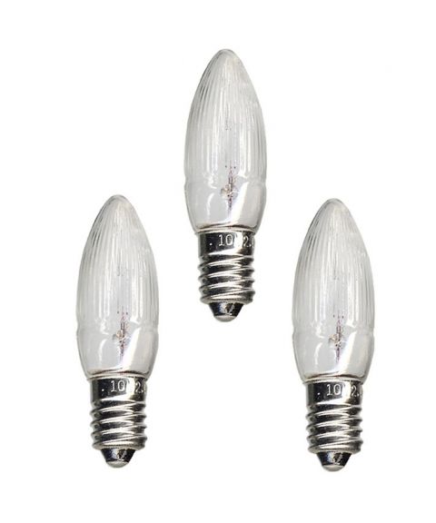 Reservepære glødelampe 10V 2,4W E10, 3pk