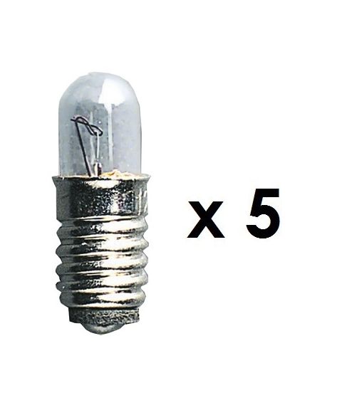 Reservepære glødelampe 12V E5 1,2W Klar, 5-pk