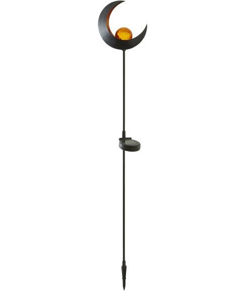 Melilla Måne med glasskule, jordspyd, høyde 85 cm, Solcelle, LED, Rav