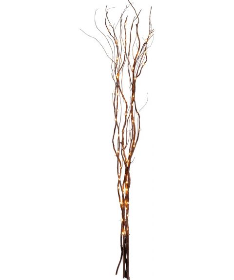 Willow dekorasjonskvist duggdråper, lengde 60 cm, LED 24 lyspunkter, Brun