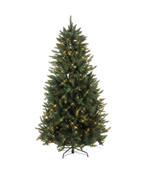 Juletre 210 cm, Calgary, Hengslet, med LED (x450), Grønn med varmhvite lys