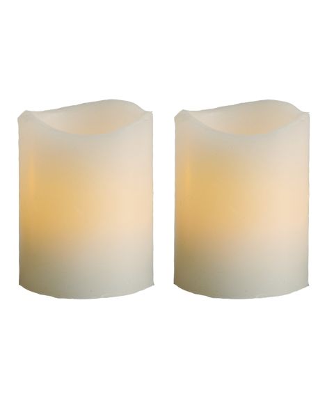 Wave LED kubbelys, høyde 6 cm, med timer, Hvit voks, 2-pk