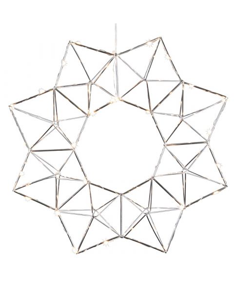 Edge stjerne med duggdråper, diameter 40 cm, LED (x30), Krom